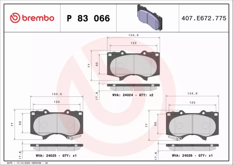 BREMBO KLOCKI HAM TOYOTA LAND CRUISER PAJERO PRZÓD 