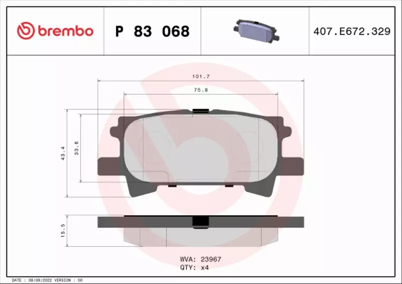 BREMBO TARCZE+KLOCKI TYŁ LEXUS RX II 288MM 