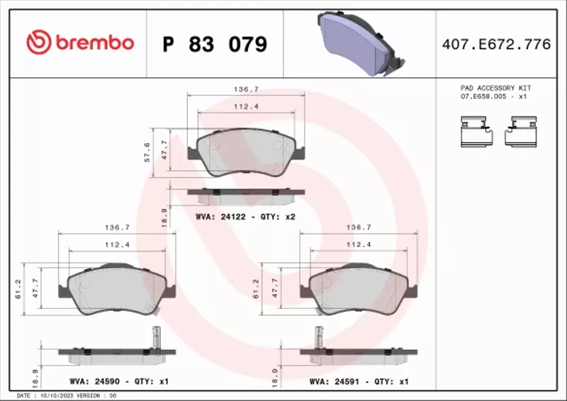 BREMBO TARCZE+KLOCKI P TOYOTA AURIS E15 296MM 