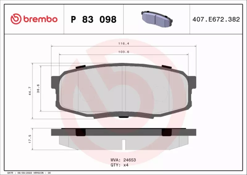 BREMBO KLOCKI HAMULCOWE LAND CRUISER SEQUOIA TUNDRA P 83 098X 