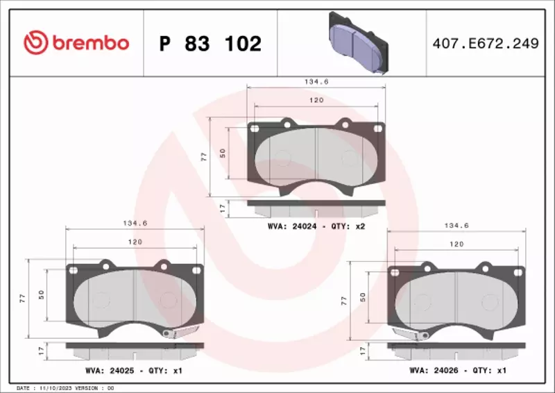 BREMBO KLOCKI HAMULCOWE P 83 102X 