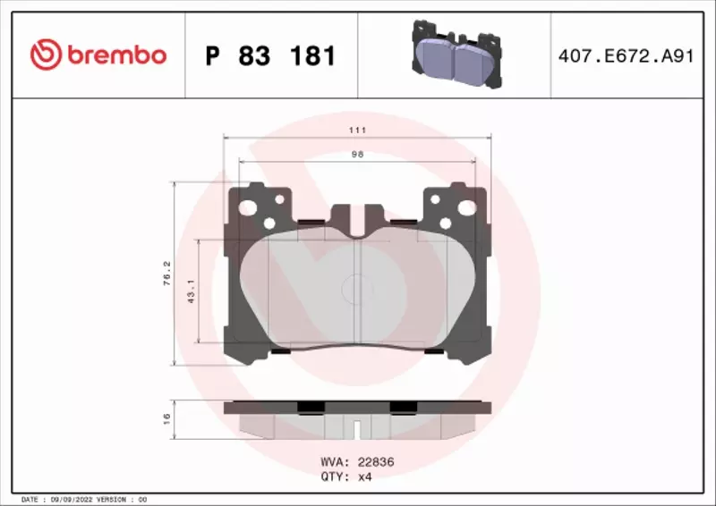 BREMBO KLOCKI HAMULCOWE P 83 181 