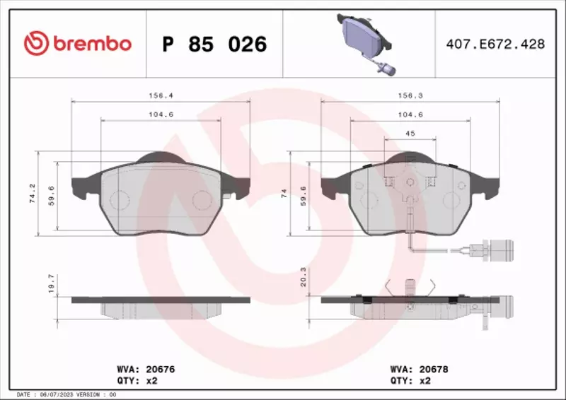 BREMBO KLOCKI HAM AUDI 100 A6 2.0 2.4 2.6 2.5TDI q 