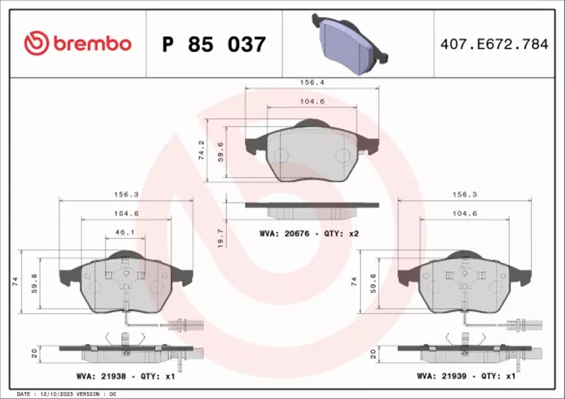 BREMBO KLOCKI AUDI A4 A6 AVANT PRZÓD PRZEDNIE 