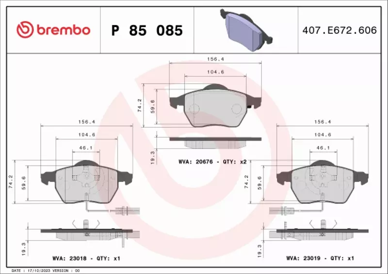 BREMBO XTRA TARCZE+KLOCKI PRZÓD AUDI A4 B6 288MM 