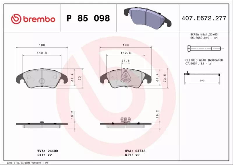 BREMBO TARCZE+KLOCKI P AUDI A4 S4 B8 345MM 