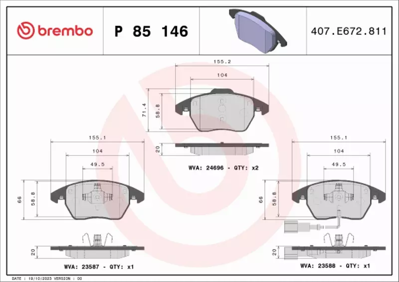 BREMBO TARCZE+KLOCKI PRZÓD SKODA SUPERB II 312MM 