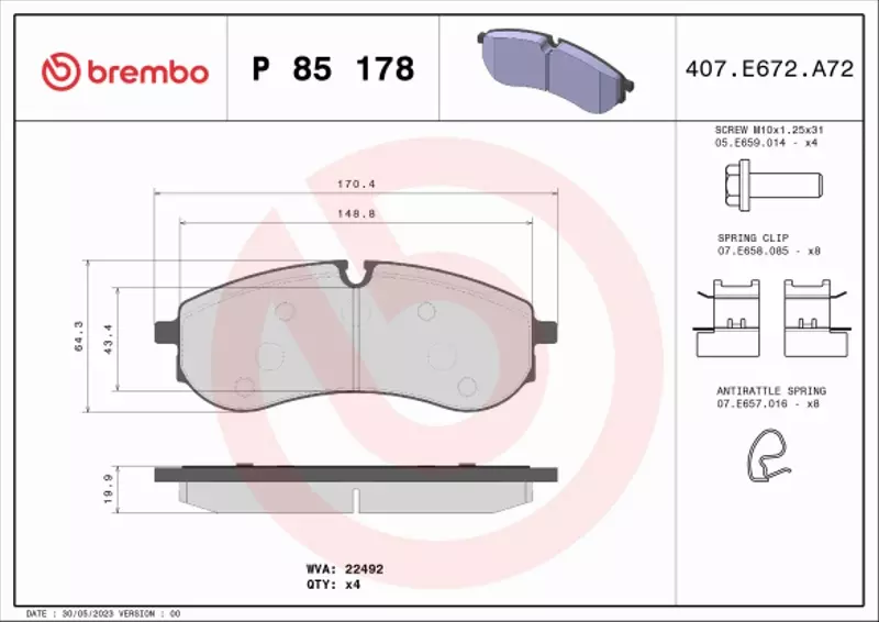 BREMBO KLOCKI HAMULCOWE P 85 178 