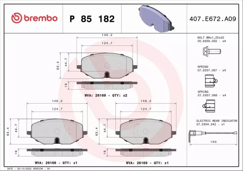 BREMBO KLOCKI HAMULCOWE P 85 182 