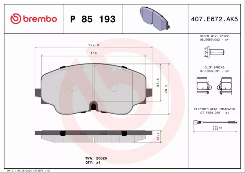 BREMBO KLOCKI HAMULCOWE P 85 193 