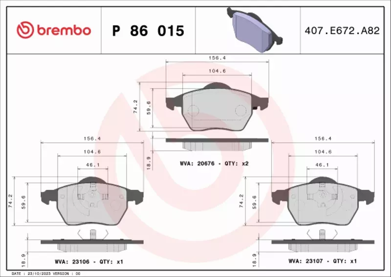 BREMBO KLOCKI HAM VOLVO V70 S70 C70 2.0 2.5 2.5TDI 