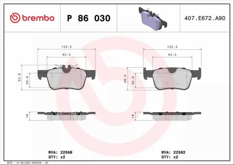 BREMBO KLOCKI HAMULCOWE P 86 030 