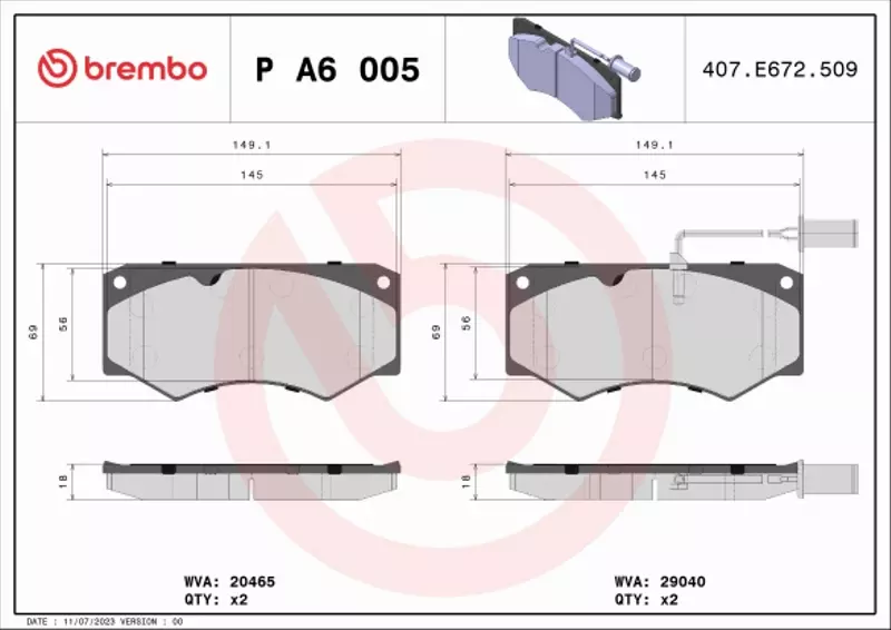 BREMBO KLOCKI HAMULCOWE P A6 005 