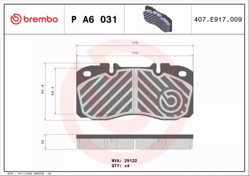 BREMBO KLOCKI HAMULCOWE P A6 031 