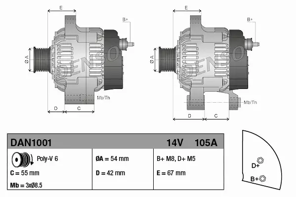 DENSO ALTERNATOR DAN1001 