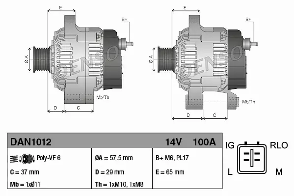 DENSO ALTERNATOR SILNIKA DAN1012 