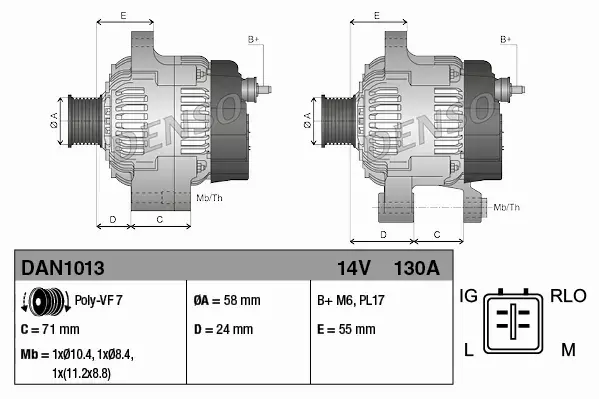 DENSO ALTERNATOR DAN1013 