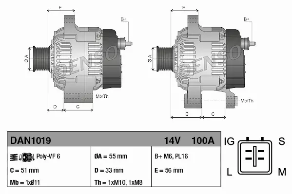 DENSO ALTERNATOR TOYOTA AURIS COROLLA E15 1.6 