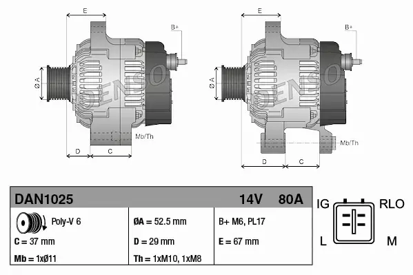 DENSO ALTERNATOR DAN1025 