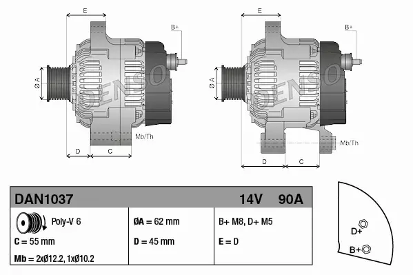 DENSO ALTERNATOR SILNIKA DAN1037 