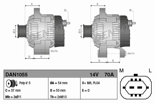 DENSO ALTERNATOR DAN1055 