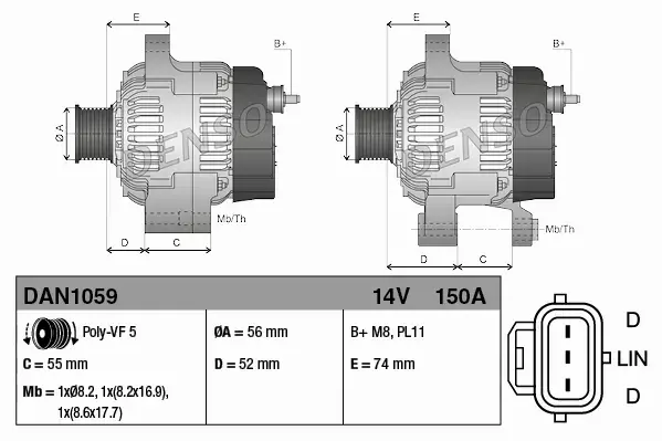 DENSO ALTERNATOR DAN1059 