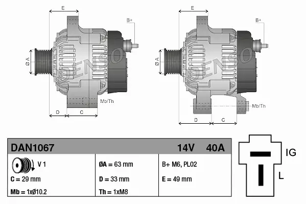 DENSO ALTERNATOR SILNIKA DAN1067 