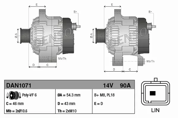 DENSO ALTERNATOR DAN1071 