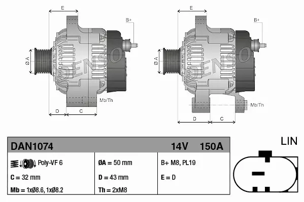 DENSO ALTERNATOR DAN1074 