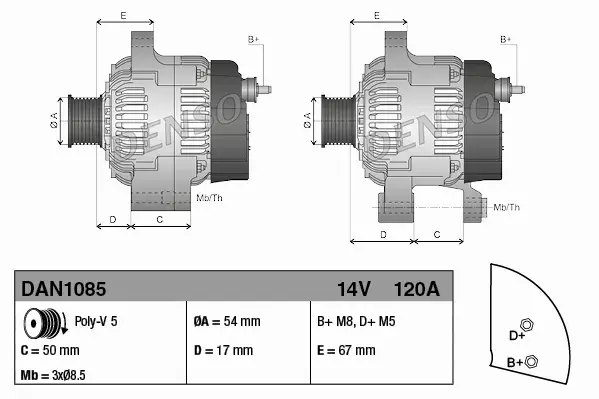 DENSO ALTERNATOR DAN1085 