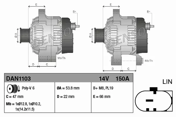 DENSO ALTERNATOR DAN1103 