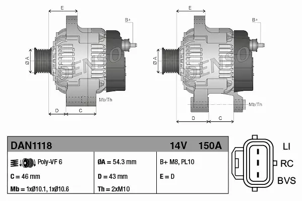 DENSO ALTERNATOR DAN1118 