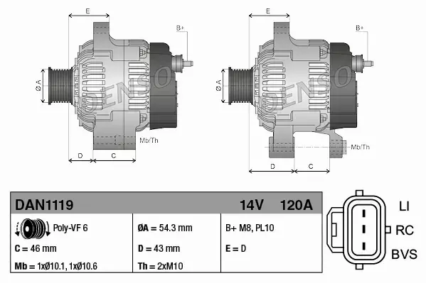 DENSO ALTERNATOR DAN1119 