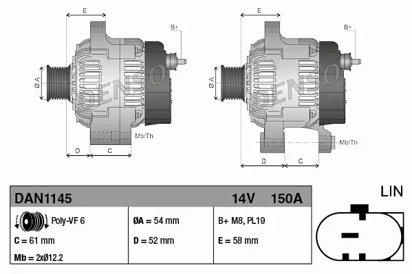 DENSO ALTERNATOR DAN1145 