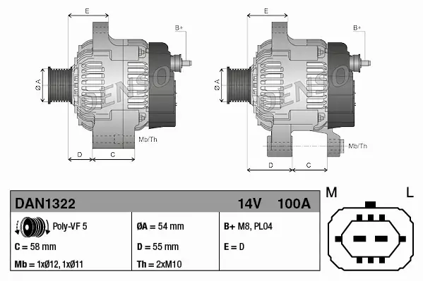 DENSO ALTERNATOR DAN1322 