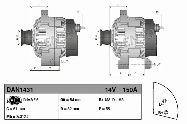 DENSO ALTERNATOR DAN1431 