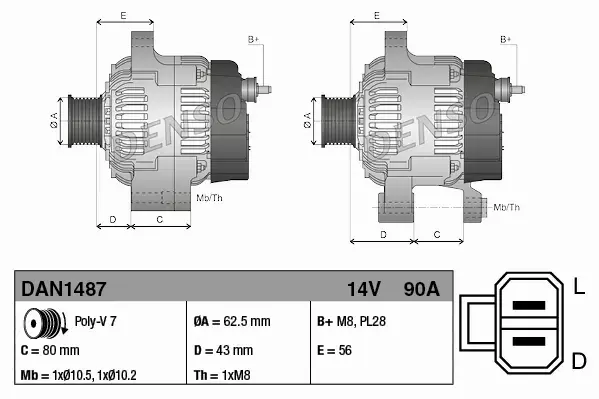 DENSO ALTERNATOR DAN1487 