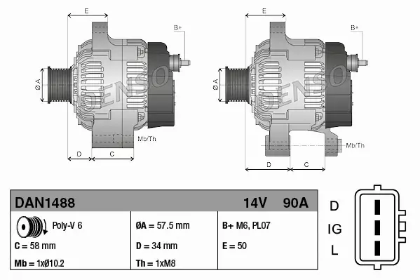 DENSO ALTERNATOR DAN1488 