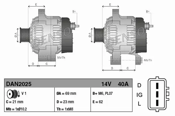 DENSO ALTERNATOR DAN2025 