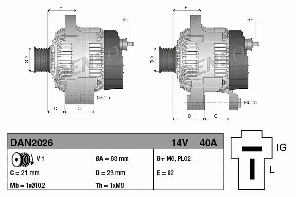 DENSO ALTERNATOR DAN2026 