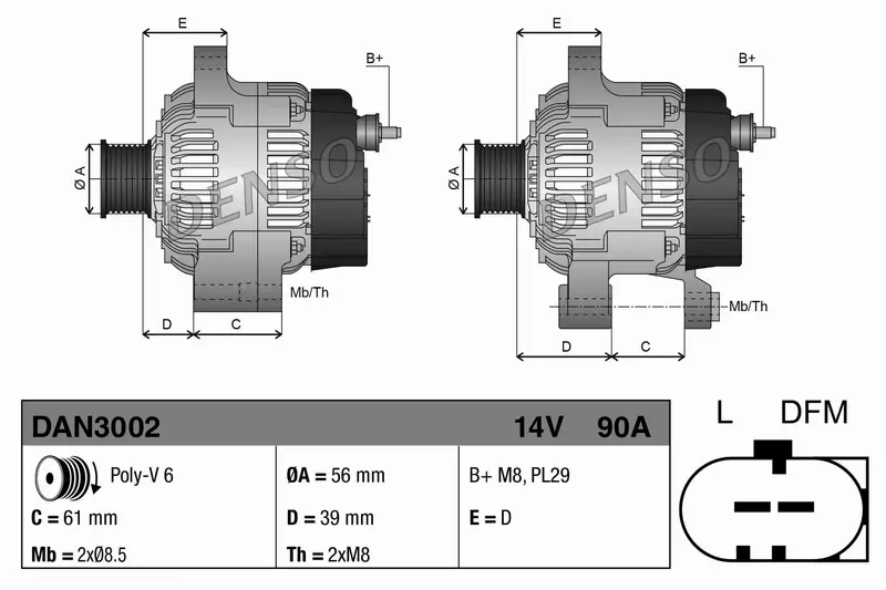 DENSO ALTERNATOR DAN3002 