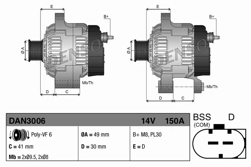 DENSO ALTERNATOR DAN3006 