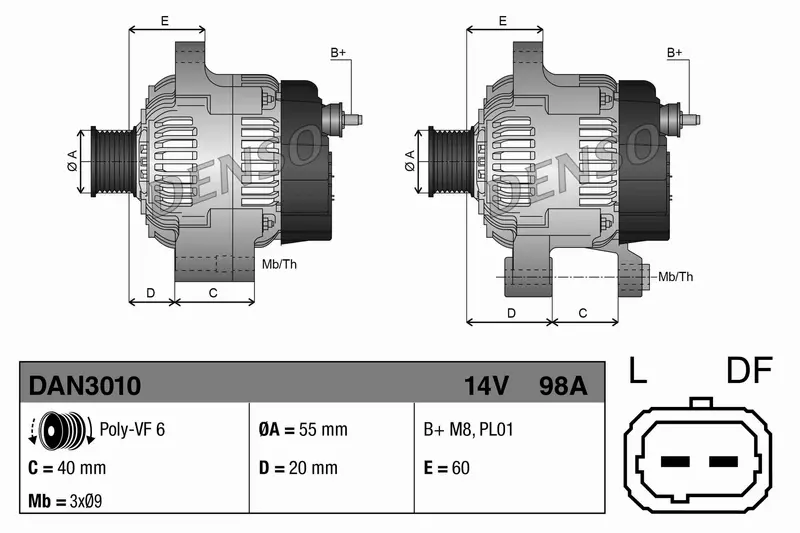 DENSO ALTERNATOR DAN3010 