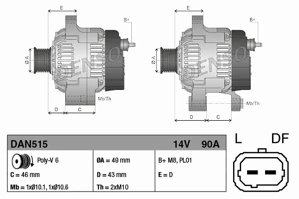 DENSO ALTERNATOR DAN515 