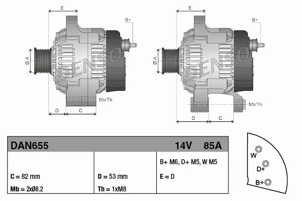 DENSO ALTERNATOR DAN655 