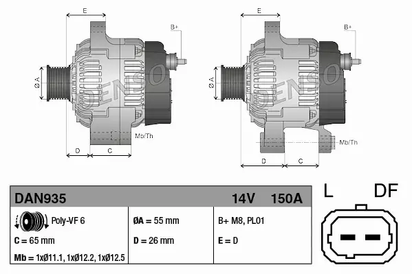 DENSO ALTERNATOR SILNIKA DAN935 