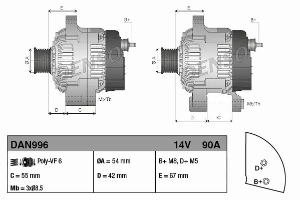 DENSO ALTERNATOR DAN996 