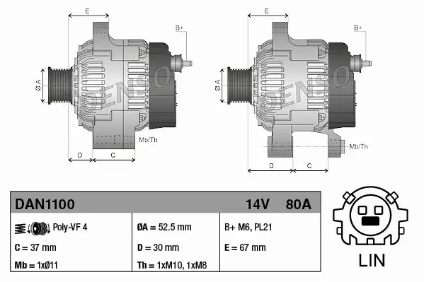 DENSO ALTERNATOR DAN1100 