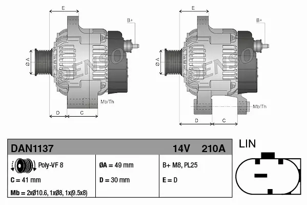 DENSO ALTERNATOR DAN1137 