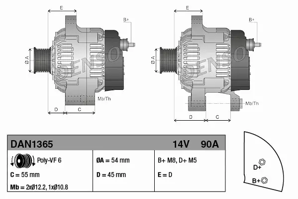 DENSO ALTERNATOR DAN1365 